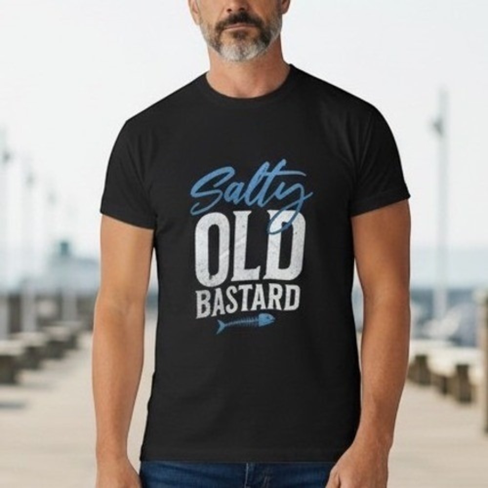 Port & Company T-Shirt Mens 2XL Black Salty Old Bastard Graphic Tee Cotton Humor